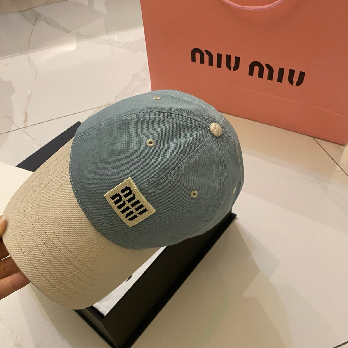 Miu Miu Color-Block Logo Baseball Cap